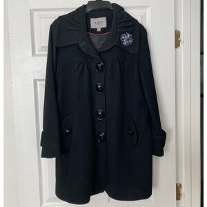 Black wool & nylon coat. EUC